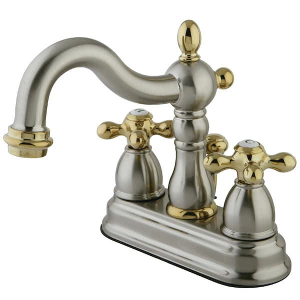 4" Centerset Bathroom Faucet, Brushed Nickel/Polished Brass